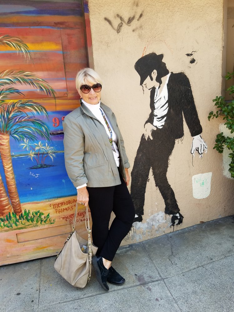 Linda Loveland Reid (with Michael Jackson cutout)